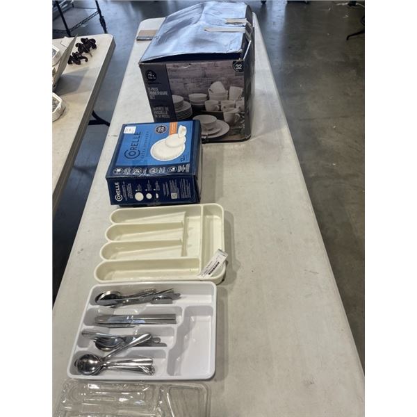 LOT OF VARIOUS DISHES AND CUTLERY