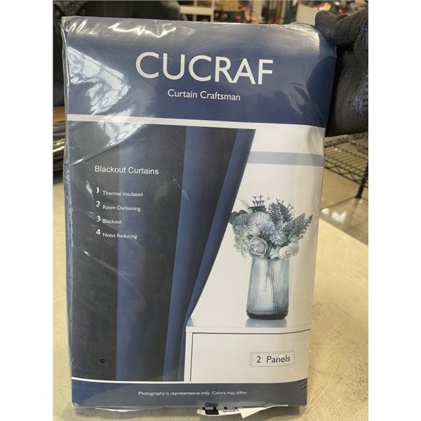 NEW SET OF DARK BLUE  THERMAL INSULATED BLACKOUT CURTAINS, 2 PANELS, 52 X 63 INCH EACH