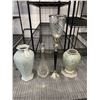Image 1 : DECORATIVE VASES, DECANTER, AND SIGNED GLASS CENTRE VASE