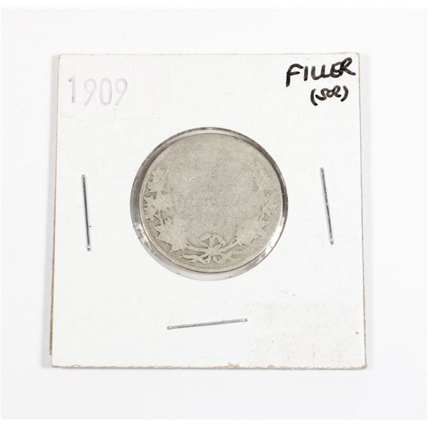 1909 CANADIAN 25 CENT 92.5 % SILVER