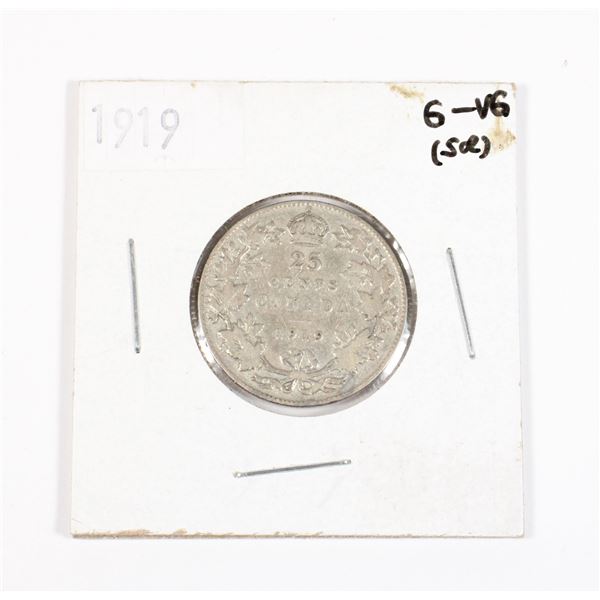 1919 CANADIAN 25 CENT 92.5 % SILVER