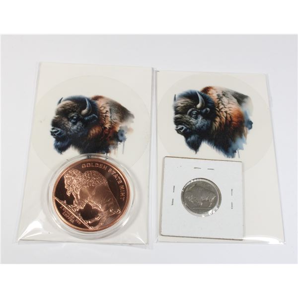 2 OZ BUFFALO COPPER ROUND IN DIRECT FIT CAPSULE