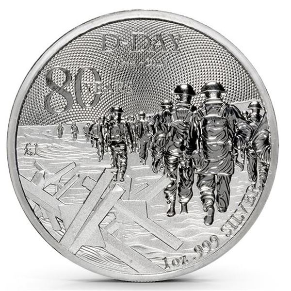 1 OZ ALDERNEY 80TH ANNIVERSARY OD D-DAY SILVER