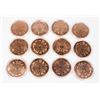 Image 2 : 12 - 1 OZ COPPER ROUNDS COMPLETE SET IN CAPSULES