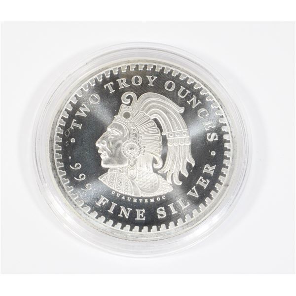 2 OZ AZTEC CALENDAR SILVER ROUND LARGE 47MM