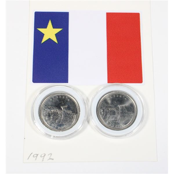 2 1992 ALBERTA CANADA 25 CENT BU COMES IN