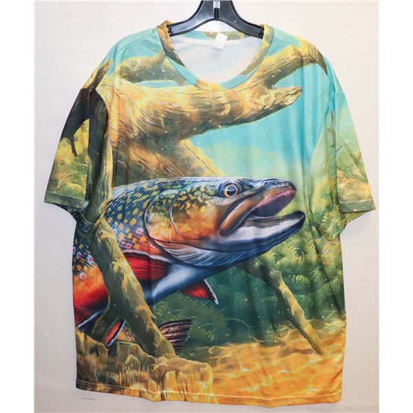 FISHING PRINT PLUS SIZE MENS SHORT SLEEVE T-SHIRT