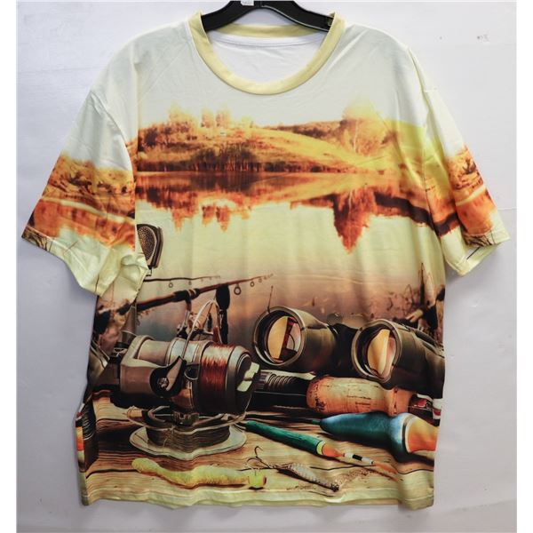 MENS 3D FISHING IN THE POOL T-SHIRT, NEW.