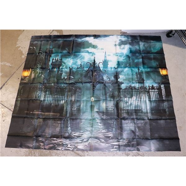 HAUNTINGLY ELEGANT POLYESTER CASTLE ENTRANCE ART