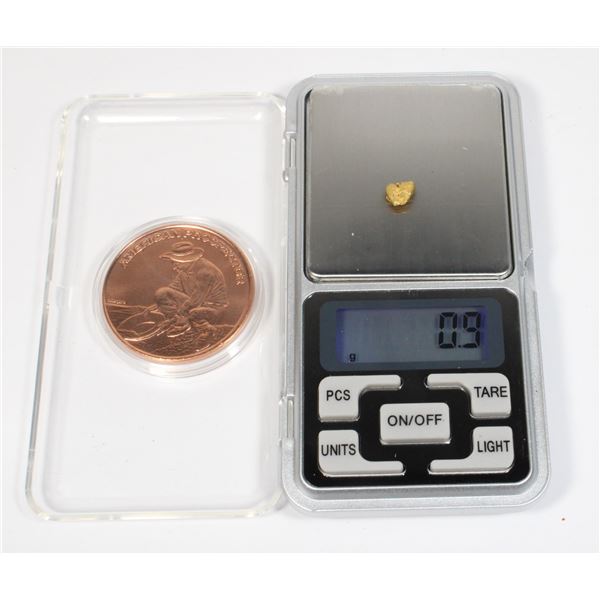 0.9 GRAM PURE PLACER GOLD NUGGET