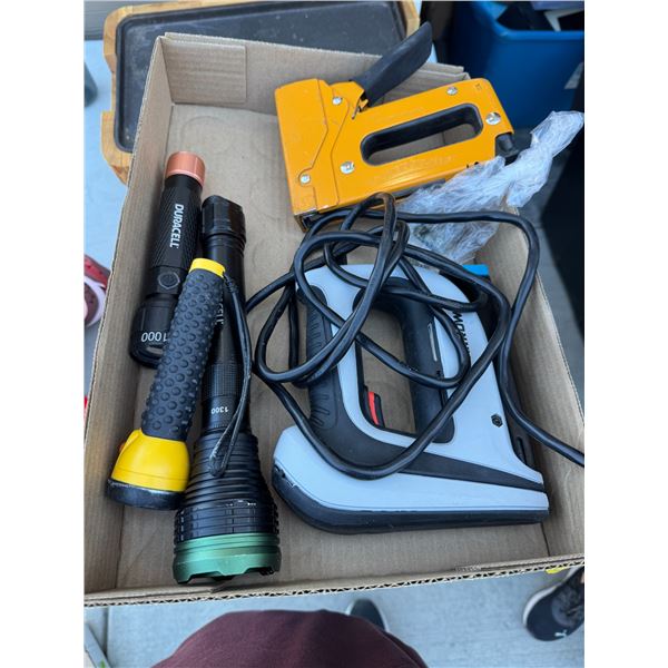 Stapler and flashlights