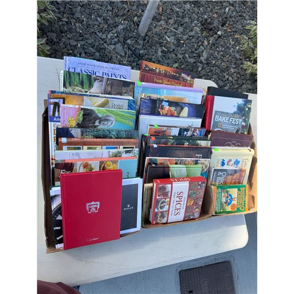 Cookbook, gardening books, etc.