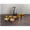 Image 2 : Thousand hammered Sterling sake set with 24 karat line sake set