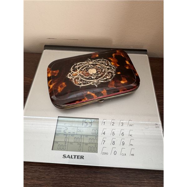 Sterling tortoise shell satin lined  cigar case
