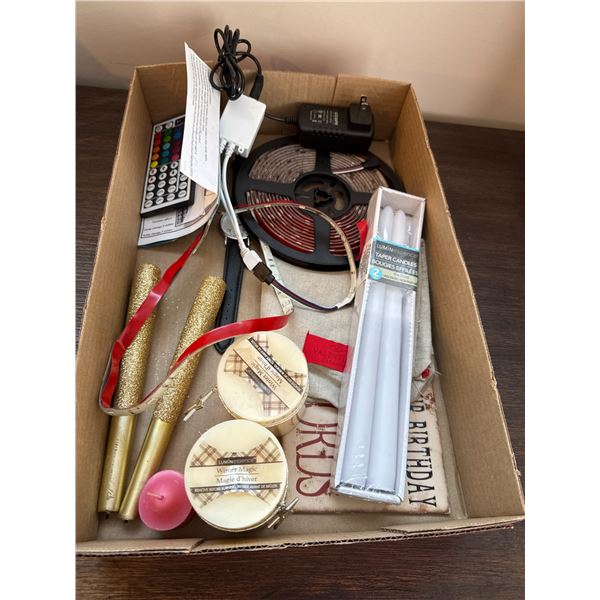 Candles and strip lighting