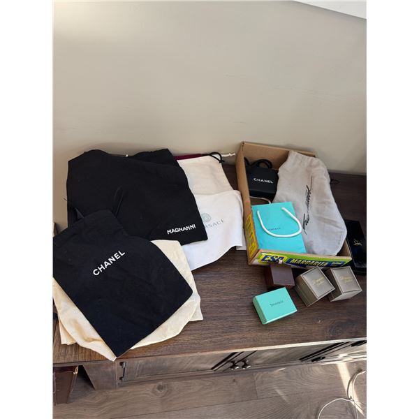 Chanel Tiffany and Company, Versace and other jewelry bags and boxes