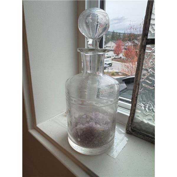 1820ish toilette water bottle hand etched