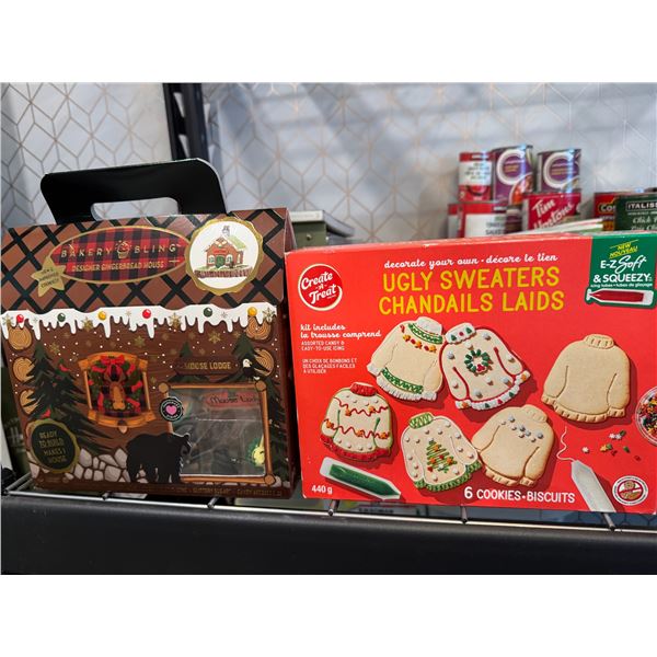 Gingerbread house and ugly sweater