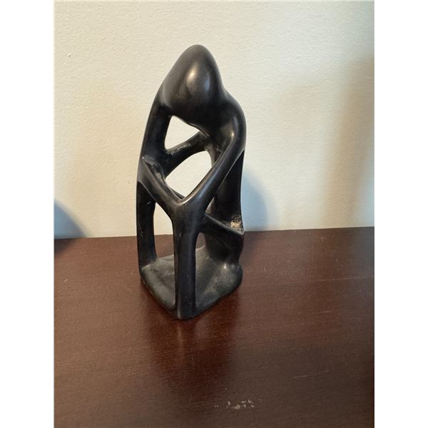 Vintage black carved stone figure