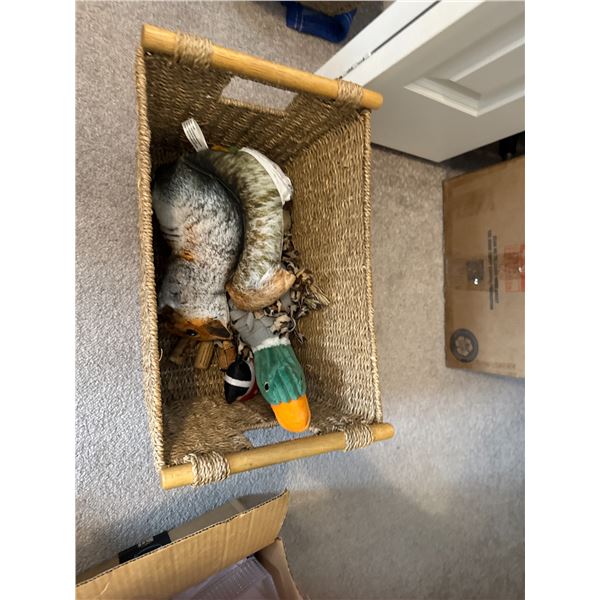 Dog toys and basket