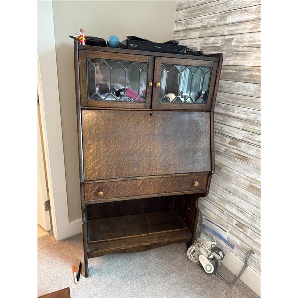 Antique oak Drop front desk measures 29 1/2" x 15 1/4" x 54 1/2" tall