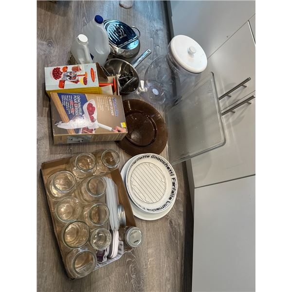 Assorted hot beverage dispenser, cherry pitters jars et