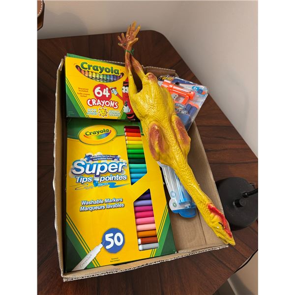 Crayola markers, crayons, and other toys