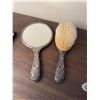 Image 7 : Reprousse  Sterling mirror and brush vanity set
