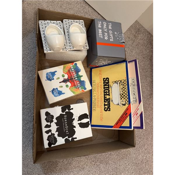 Games for colorful personalities, and SNIGLETS books, and other decor