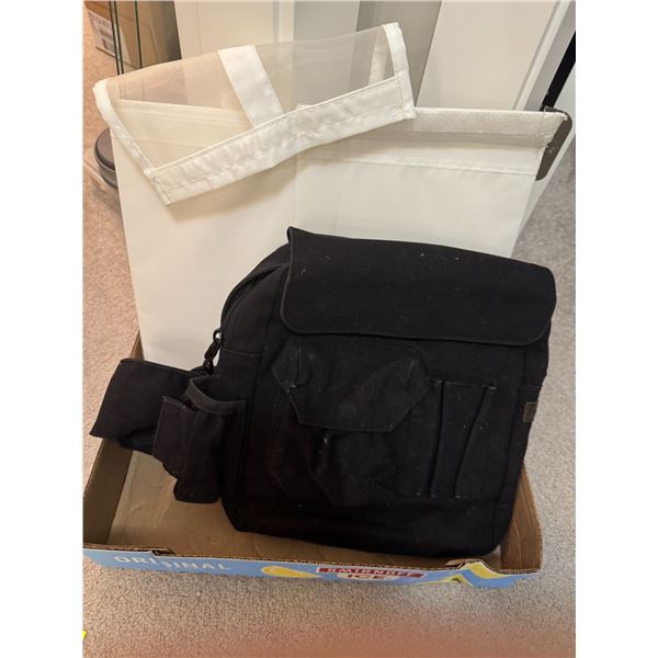 Man pack bag and storage box