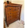 Image 1 : 1850 Scotland Victorian mahogany "OGEE" hi boy, chest of drawers with barley twist, columns, and cro