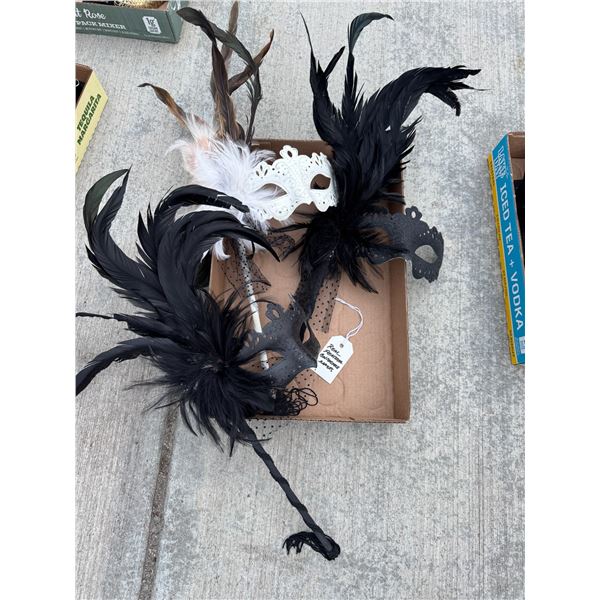 Real feather and clay masks