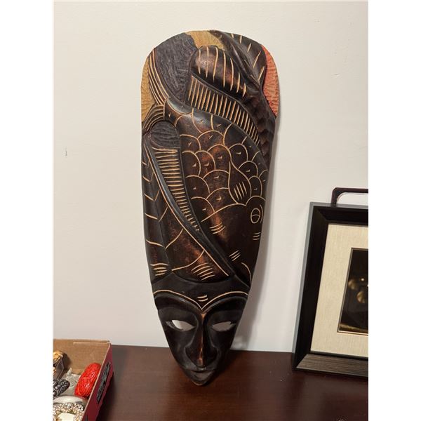 hand-carved African tribal mask.