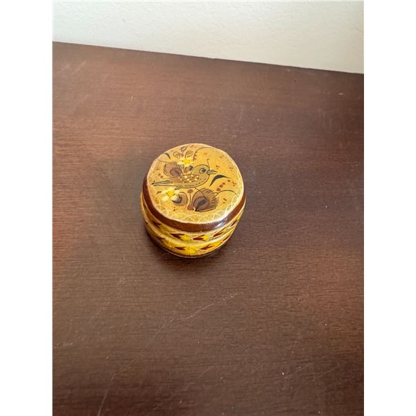 vintage, hand-painted papier-mâché trinket box from Kashmir, India.