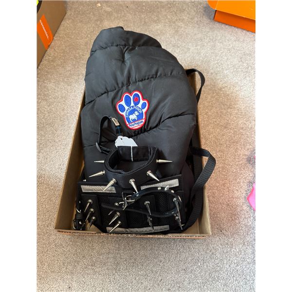 Pet coat size 18, and other dog items