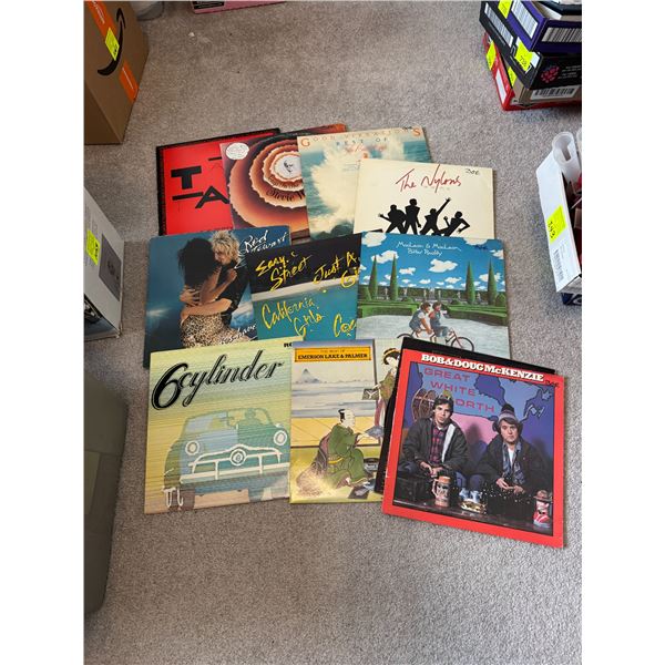 Assorted records, the nylons six-cylinder Emerson Lake Palmer, etc.