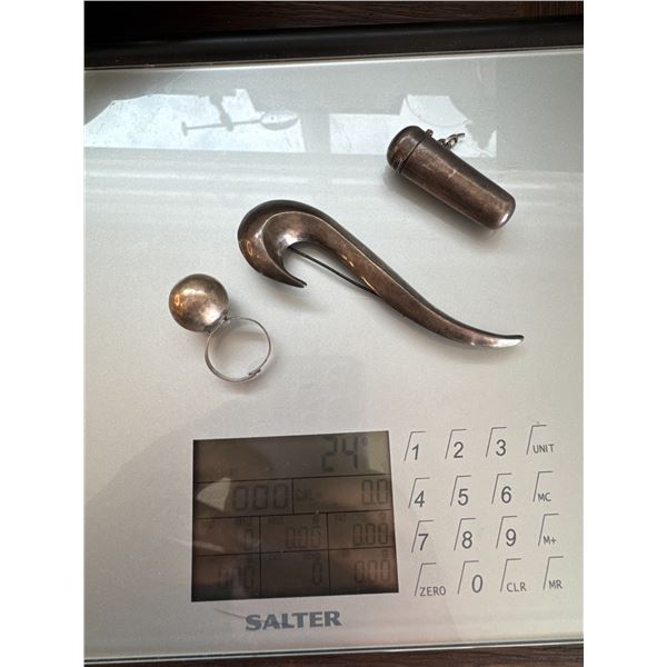 Sterling brooch and other items