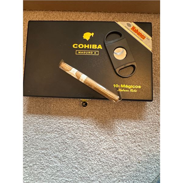 Cigar box cigar and cigar cutter