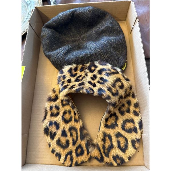 Robert Graham hat and leopard neck warmer