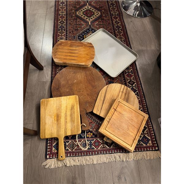 Wood cutting boards and baking tray
