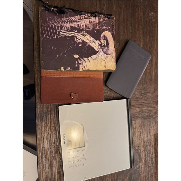 Scale notebook, and Casio calculator