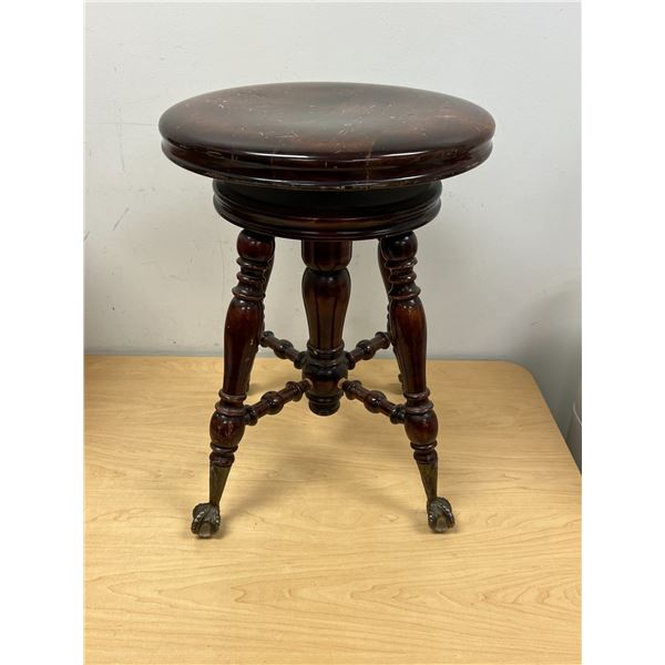 Antique Glass Claw Foot Piano Stool - Adjustable Height - see all photos