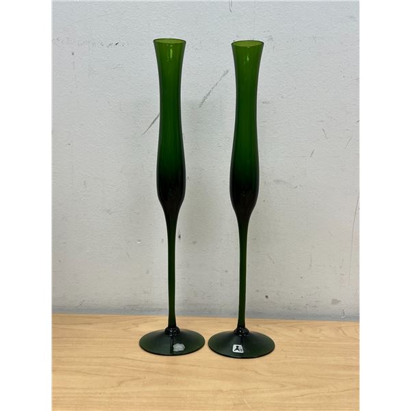 Swedish Aseda Art Glass Tapered Vases 11.5"