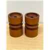 Image 1 : Large Mid Century Teak Candle Holders 6"T 3.75"W