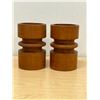 Image 2 : Large Mid Century Teak Candle Holders 6"T 3.75"W