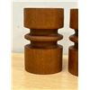 Image 3 : Large Mid Century Teak Candle Holders 6"T 3.75"W