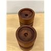 Image 4 : Large Mid Century Teak Candle Holders 6"T 3.75"W
