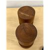 Image 5 : Large Mid Century Teak Candle Holders 6"T 3.75"W