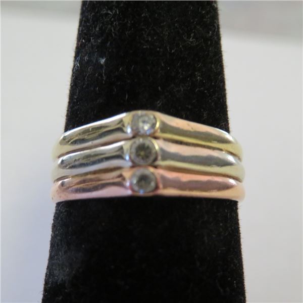 14K Tri-gold (yellow, white and rose gold) ring.  Marked 14K.  Beautiful!  Approx size 6