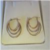 Image 2 : 14K Tri-gold (yellow, white and rose gold) earrings.  Marked 14K on post.  Very nice!